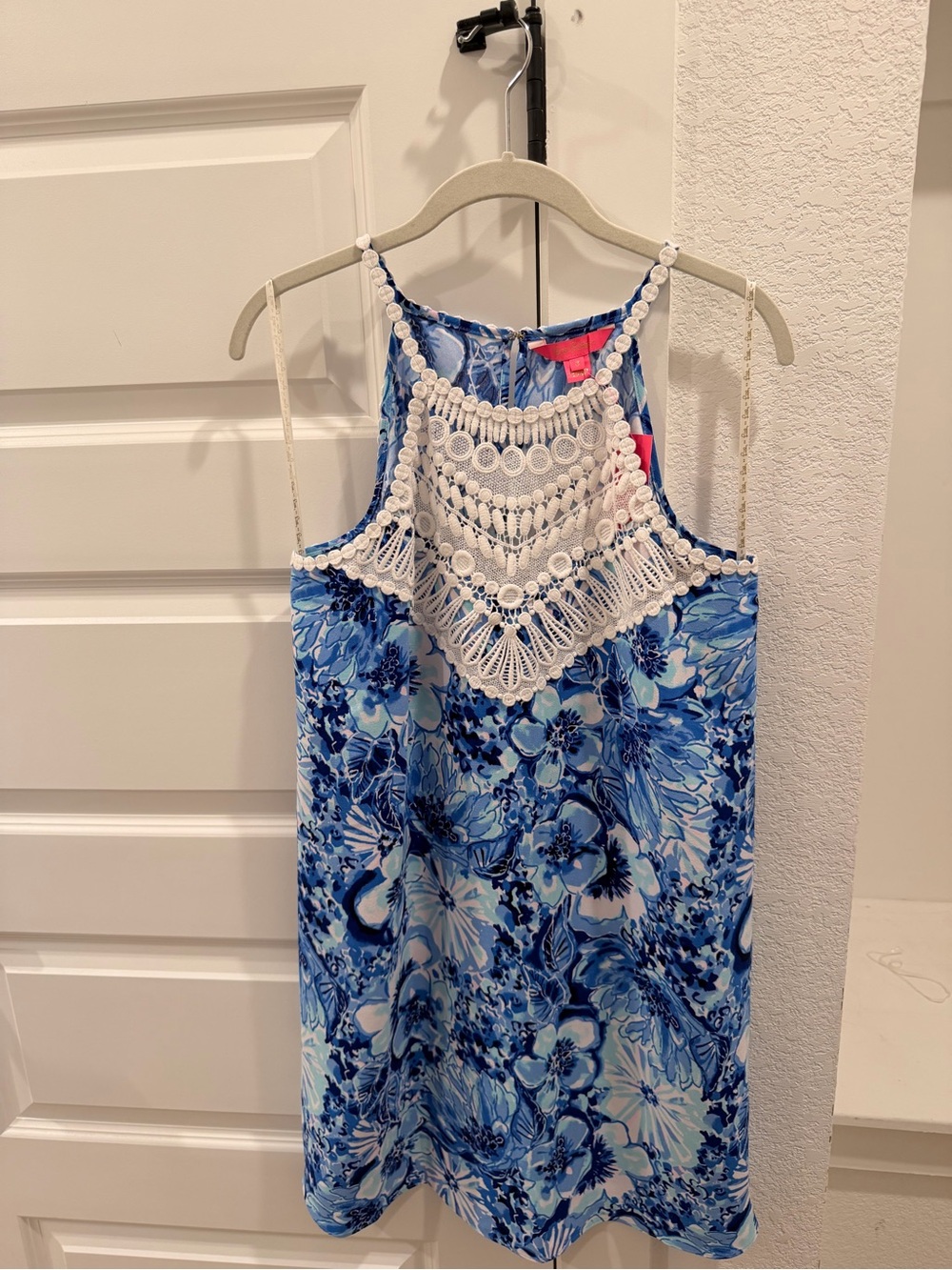 Lilly Pulitzer Blue & White Floral Crochet-Accented Sundress